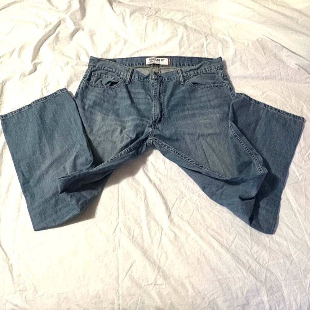 Levis 505 Regular Fit Mens Jeans W40 L32 Light Wash 100% Cotton Denim Straight L - Picture 4 of 11